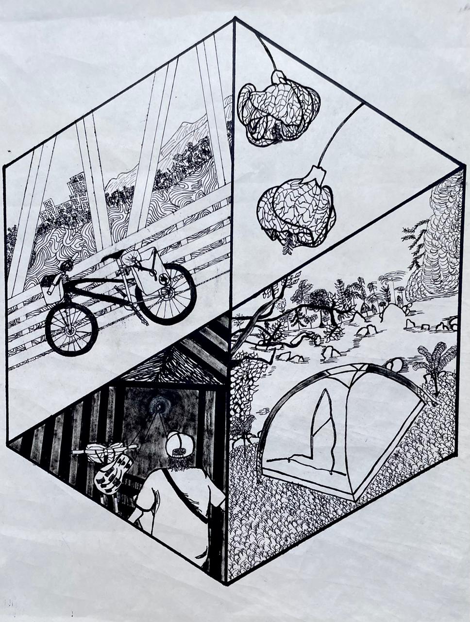 Ilustración en tinta de Cisneros